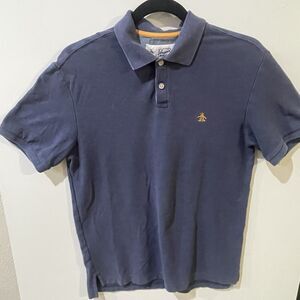 Penguin Men's Polo Shirt Blue Casual Short Sleeve Stretch Size Small